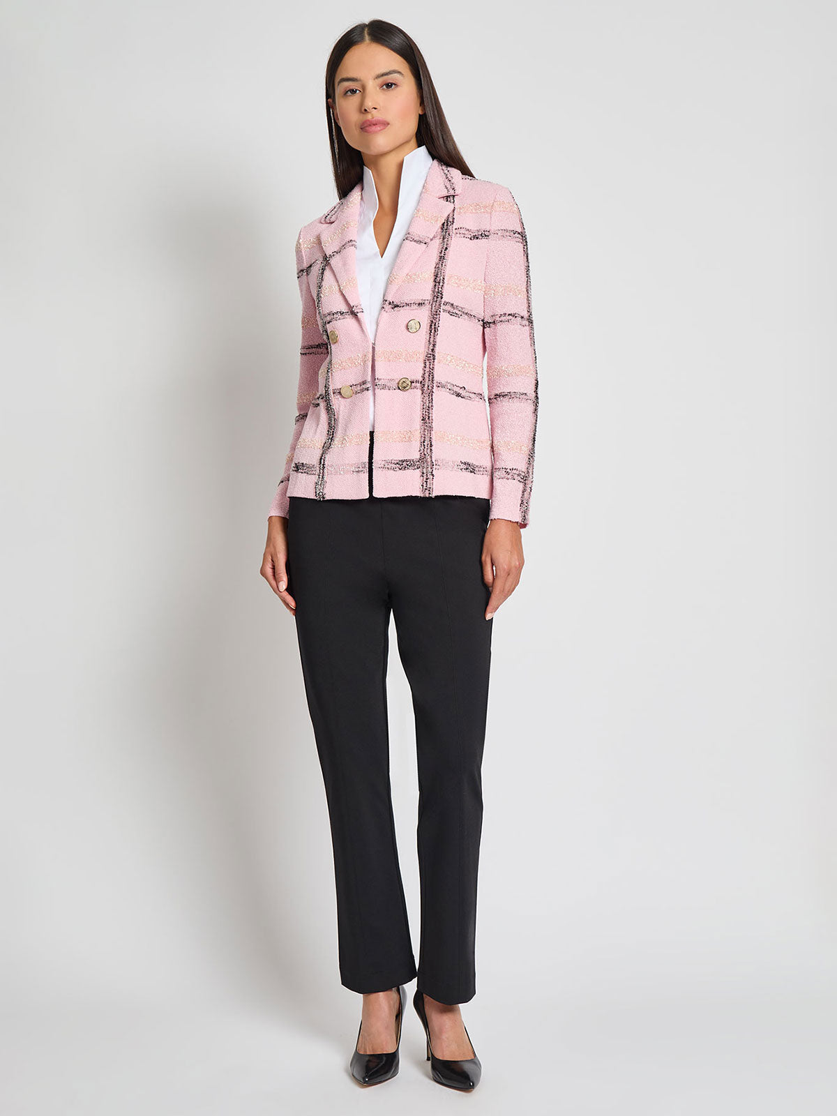 Tailored Plaid Knit Jacket - Vanity Fit