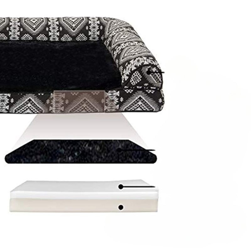Pet Bed for Dogs and Cats - Plush and Southwest Kilim Decor Sofa-Style Cooling Gel Foam Dog Bed