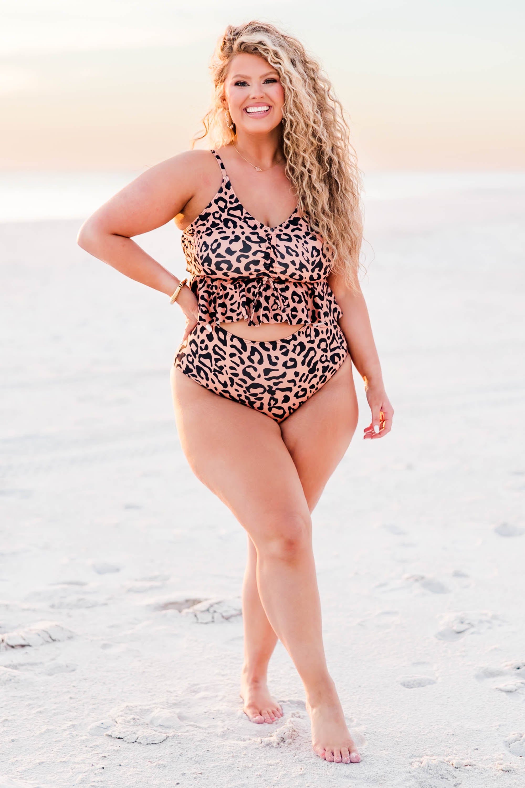 All Summer Long Swim Top. Leopard