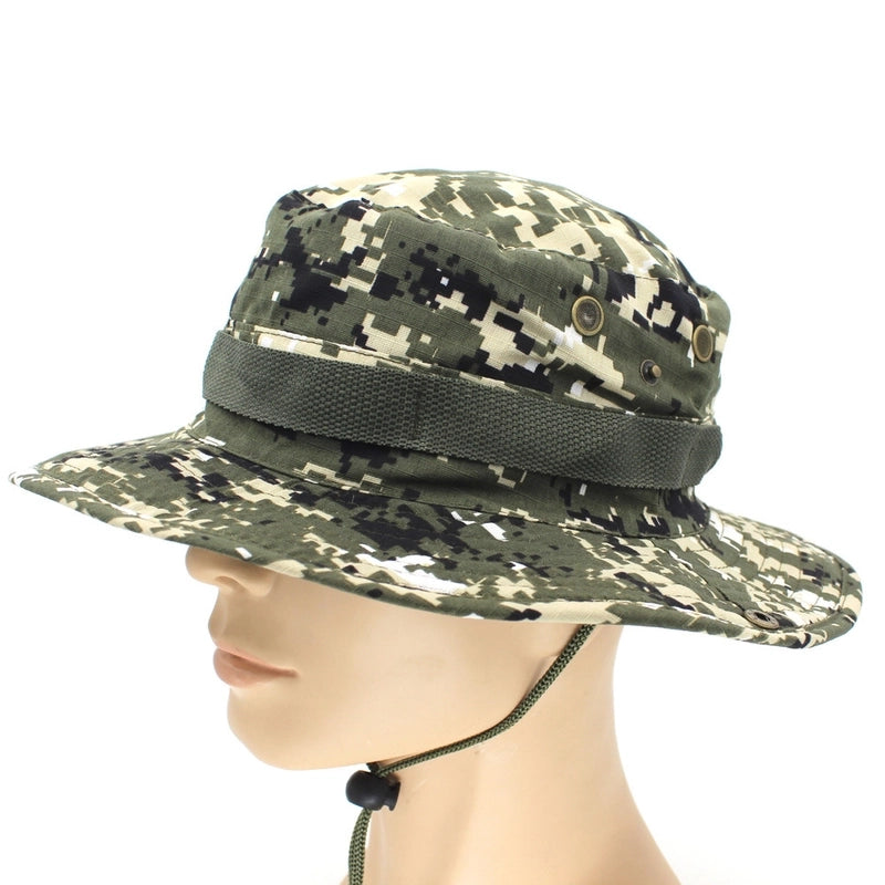 Hot Outdoor Sunscreen Round Edge Hat Mountaineering Hat Camouflage Jungle Hat Benney Hat Men's And Women's Fisherman Hat