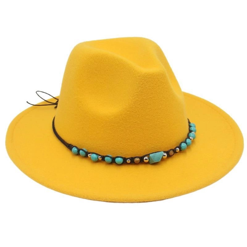 Western Cowboy Hat Big Brim Mountaineering Hat Spring And Summer New Emerald Felt Hat Ethnic Tibetan Hat