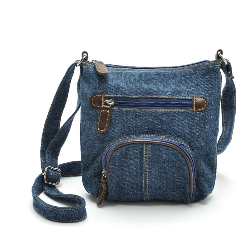 Women's Medium Denim Star Solid Color Basic Streetwear Square Zipper Shoulder Bag Crossbody Bag