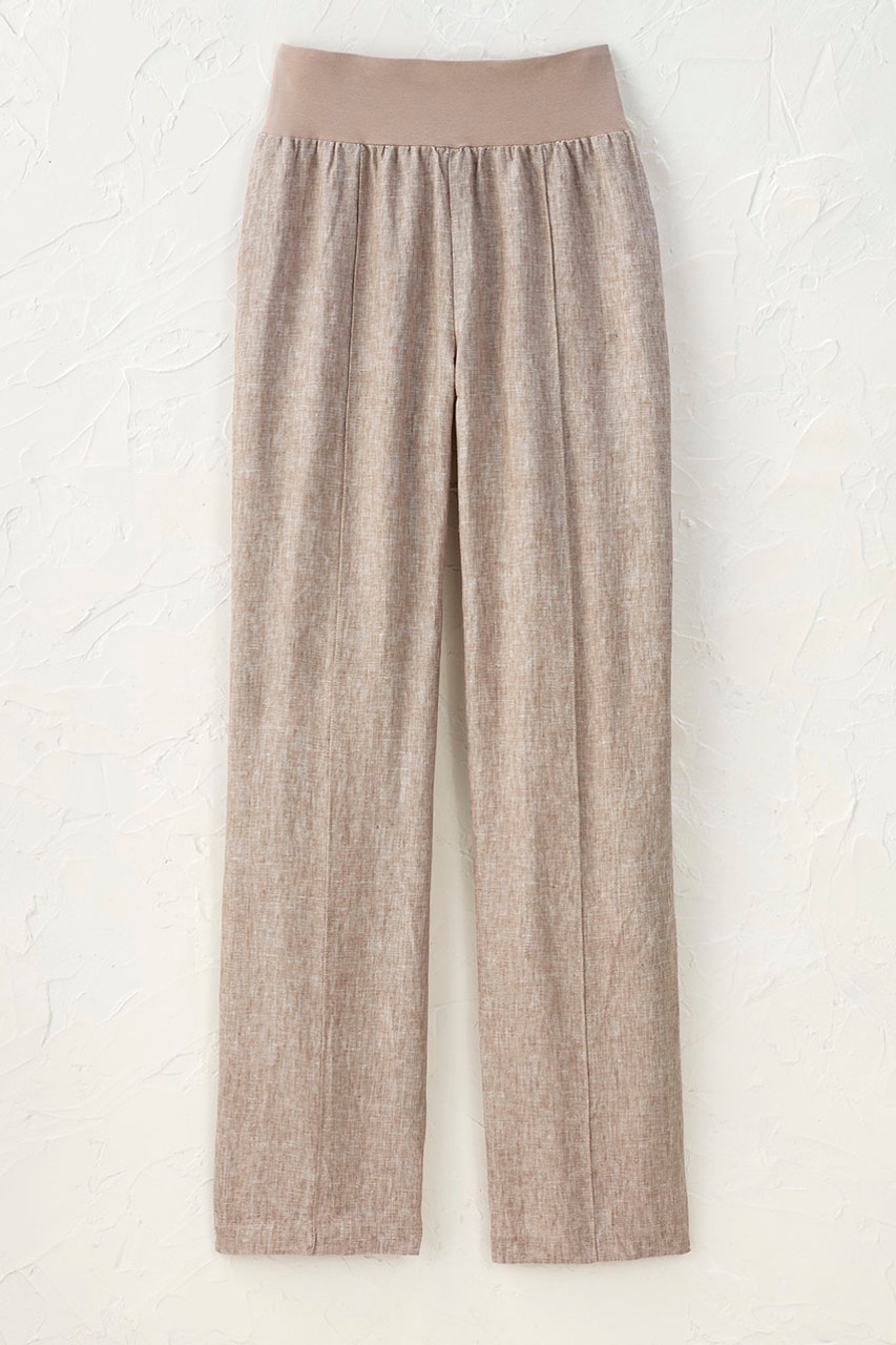 Knit Waistband Linen Pants