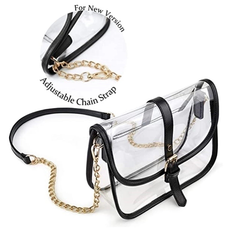 Women's Pvc Solid Color Streetwear Square String Buckle Shoulder Bag Crossbody Bag Chain Bag