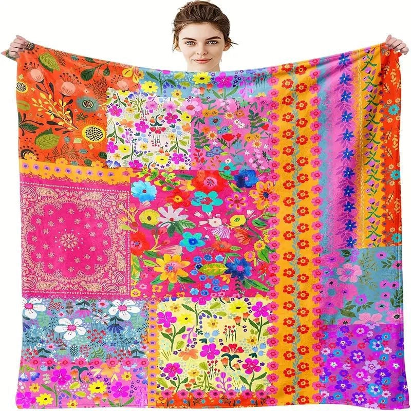 Casual Cartoon Flower Double-Sided Velvet Blanket Bedding