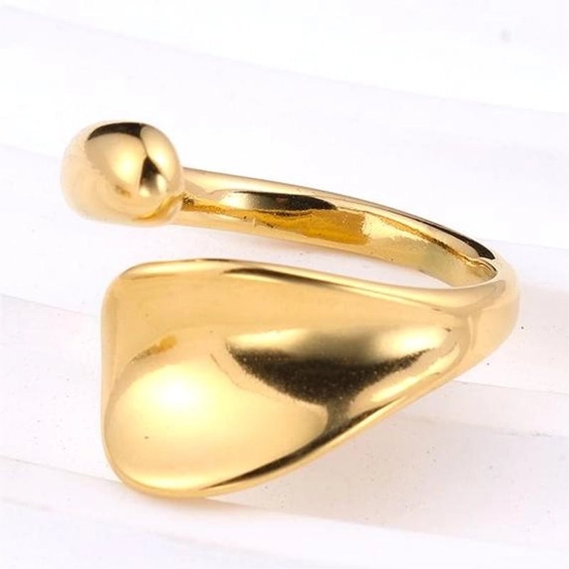 Princess Minimalist Solid Color 302 Stainless Steel 18K Gold Plated Rings