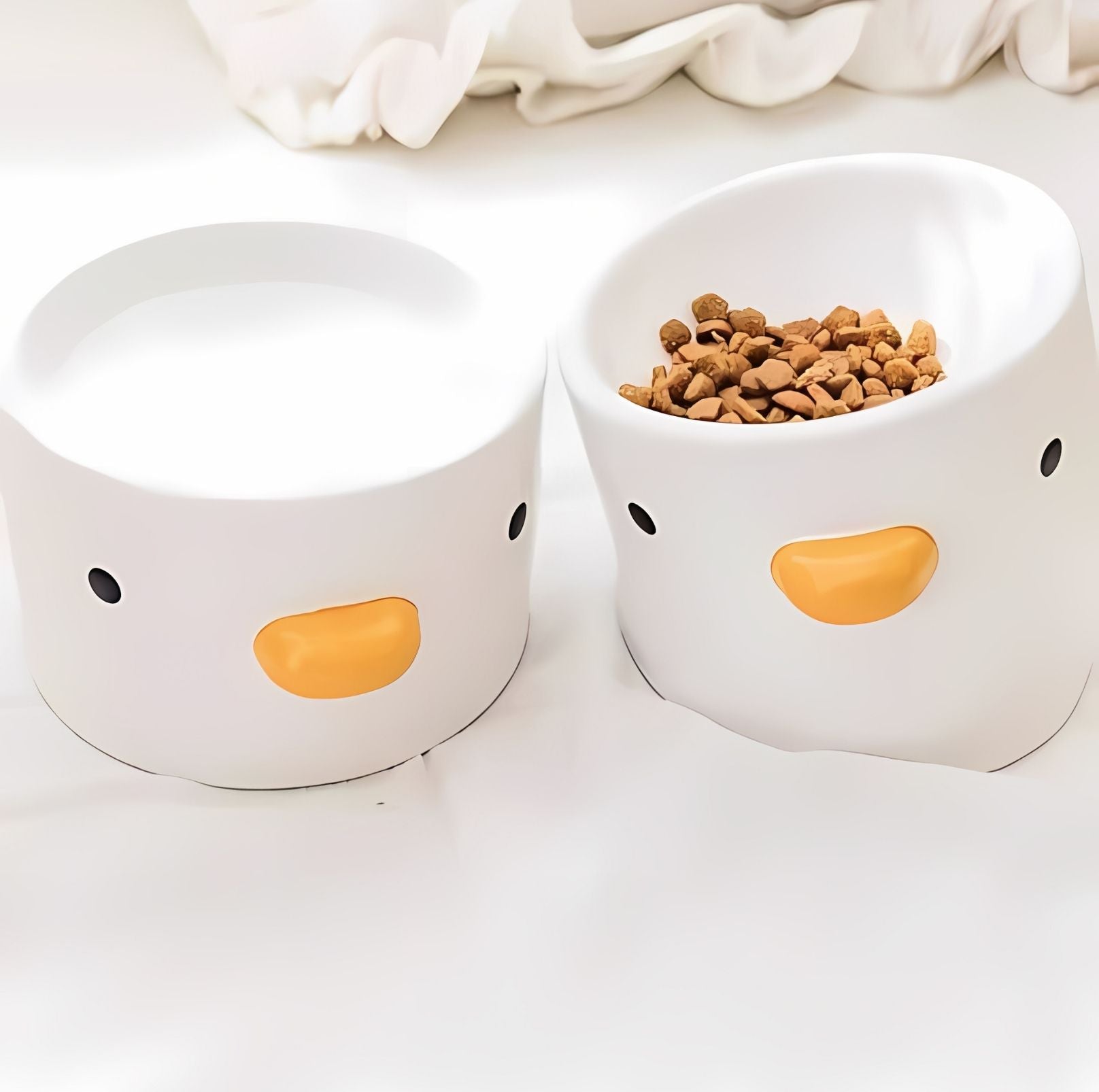 PURROOM Little Chicken Flat Ceramic Cat Bowls and Dog Bowls