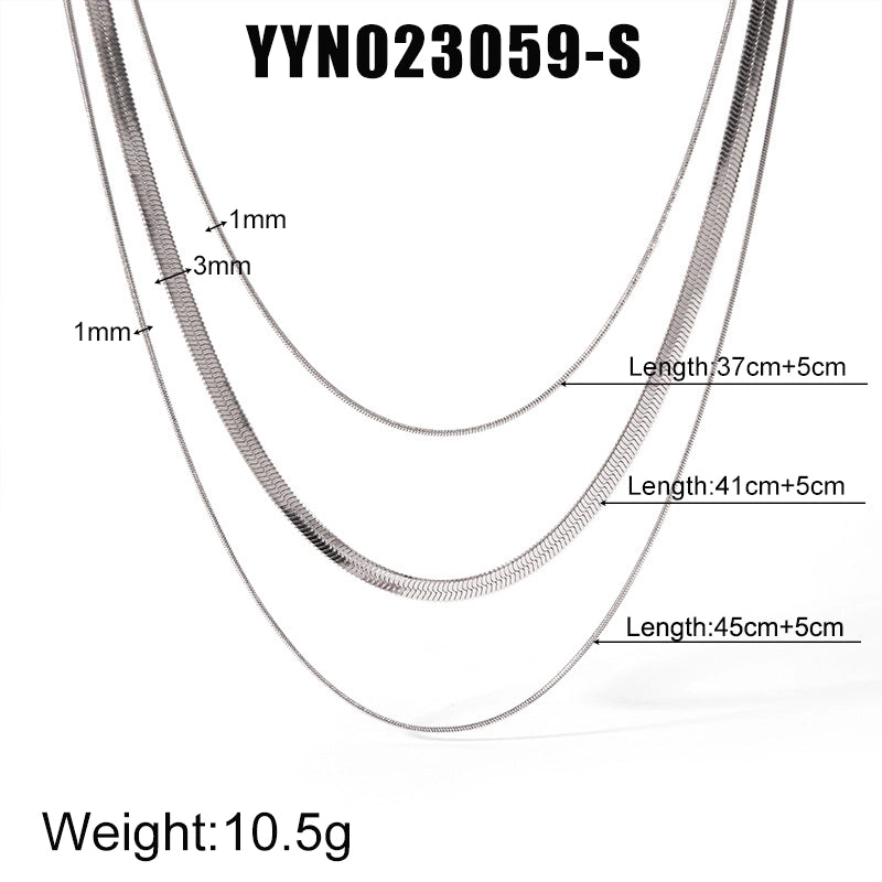 201 Stainless Steel 18K Gold Plated Modern Style Minimalist Streetwear Plating Solid Color Double Layer Necklaces