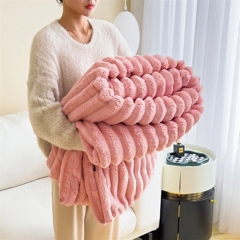 Rabbit Plush Blanket Multifunctional Nap Blanket Faleirong Summer Air-conditioning Quilt Small Blanket Sofa Cover Blanket Car Blanket