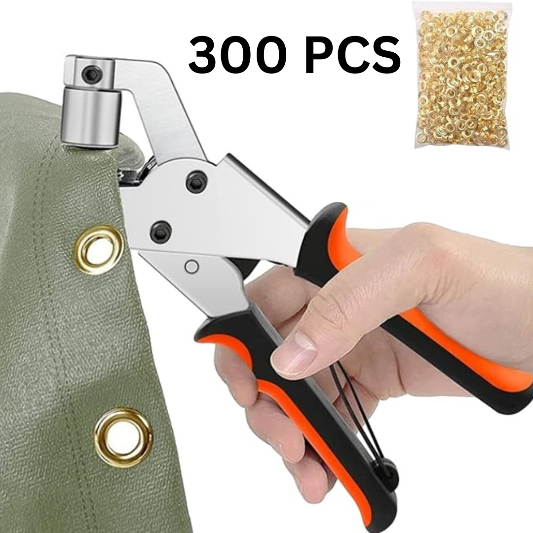 TARP GROMMET KIT WITH HANDHELD EYELET TOOL WITH 300 GROMMETS