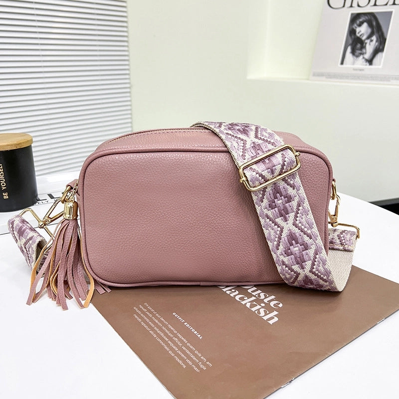 Women's Medium Pu Leather Solid Color Elegant Classic Style Square Zipper Shoulder Bag Crossbody Bag Square Bag