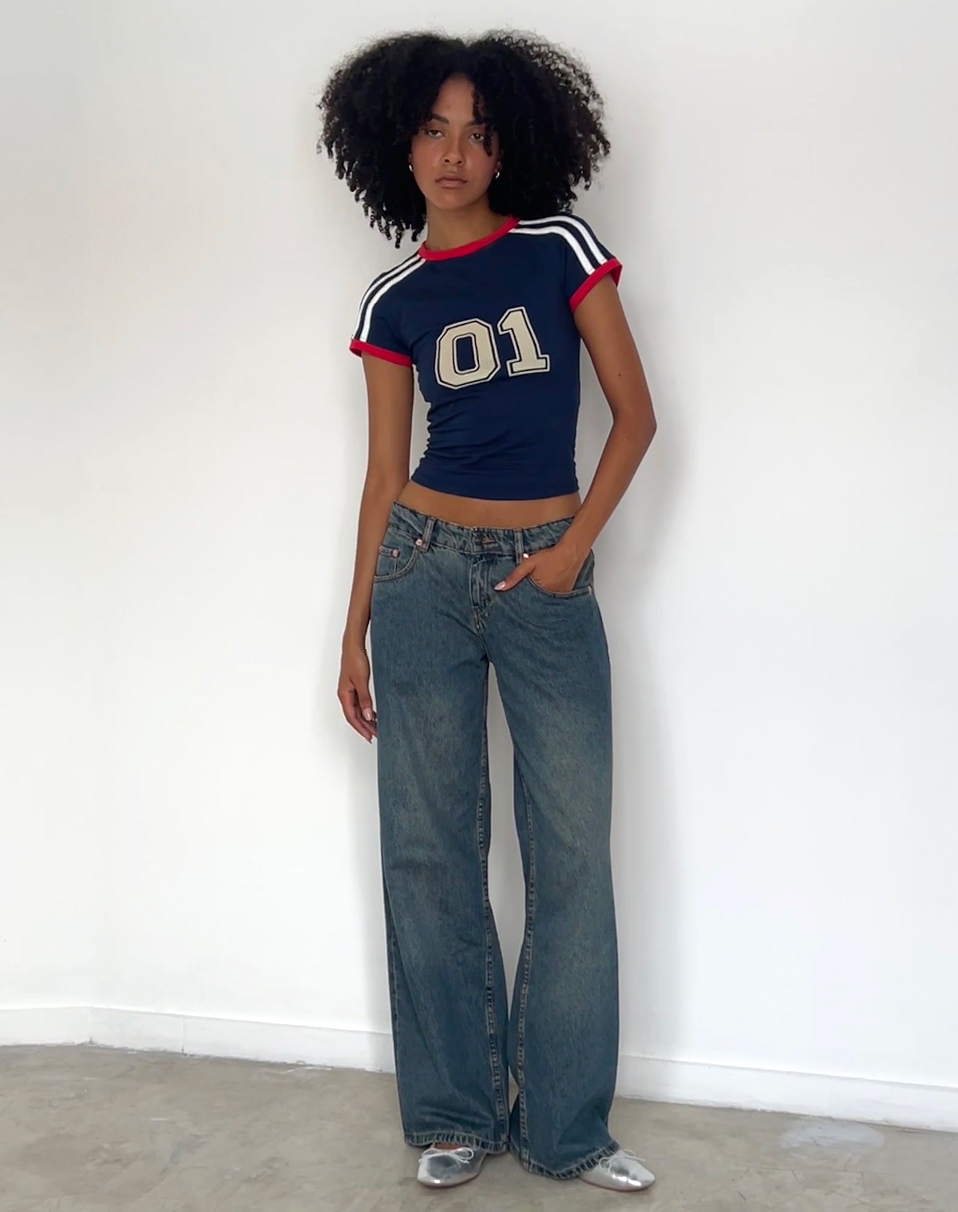 Salda Sporty Fitted Tee in Navy