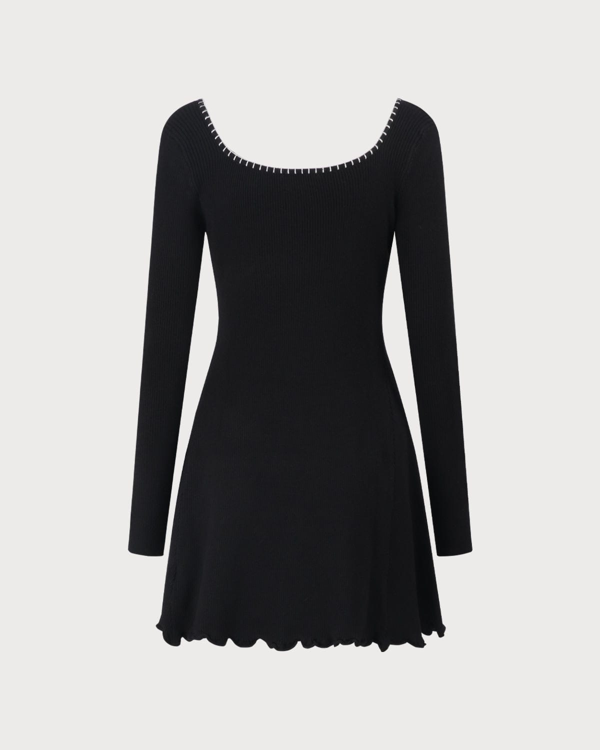 The Black Contrast Trim A-Line Knit Mini Dress