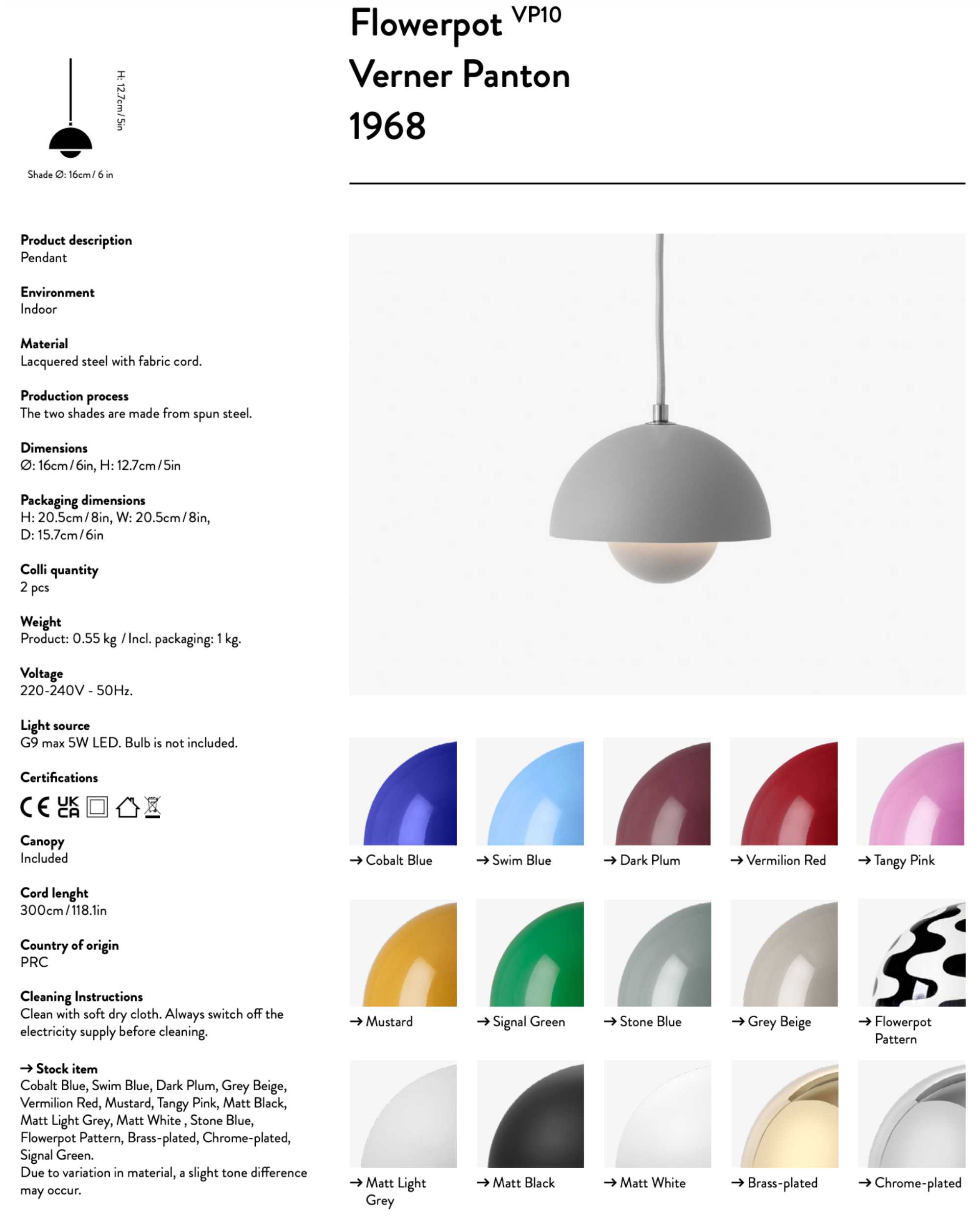 Tradition Flowerpot VP10 pendant