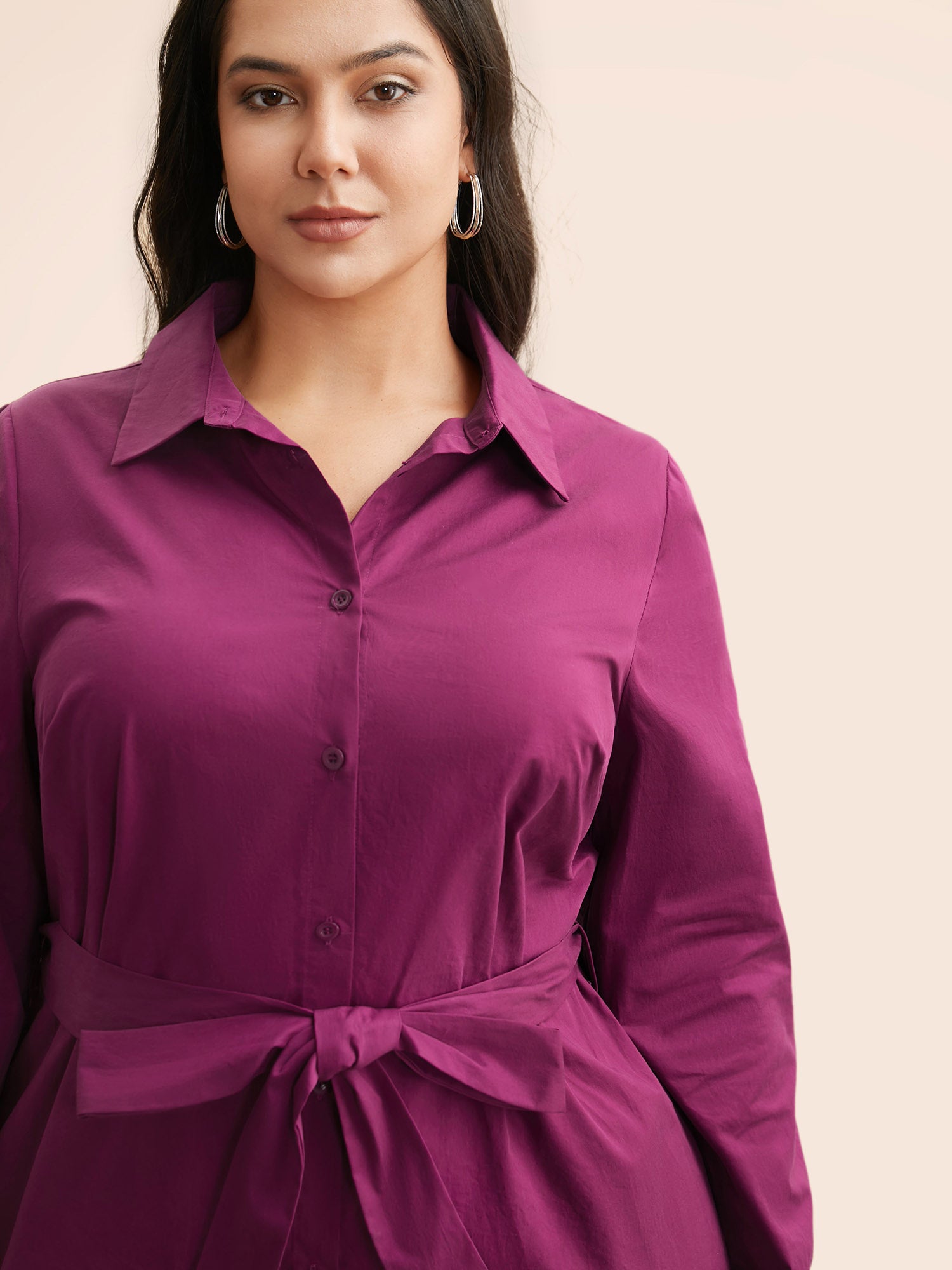 Solid Shirt Collar Tie Knot Shirt