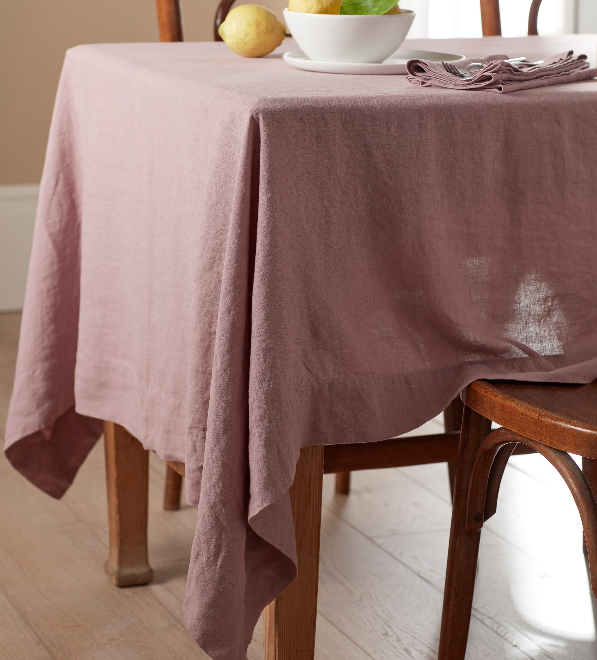Vintage Rose 100% Linen Tablecloth