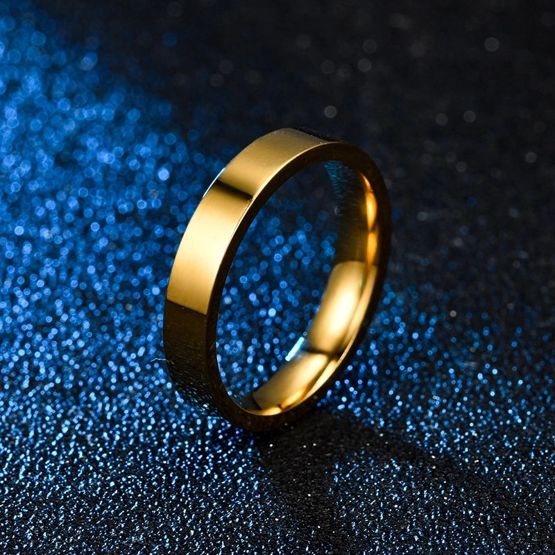Minimalist Solid Color Stainless Steel 18K Gold Plated Rings