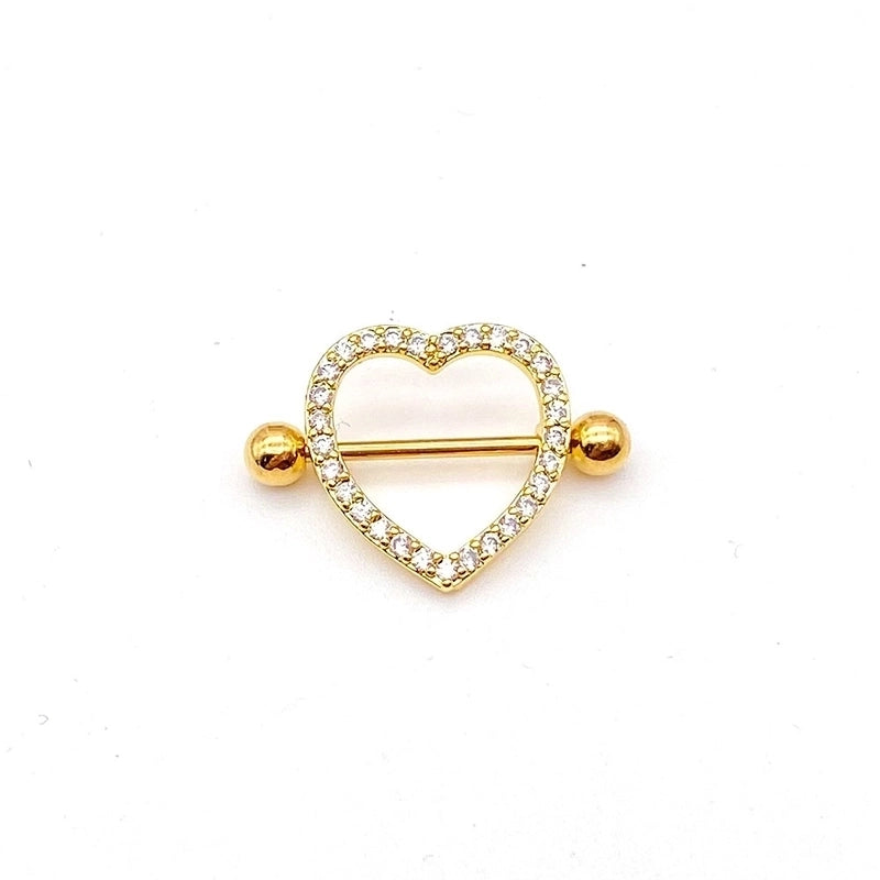 Fashion Leaf Star Wings Stainless Steel Inlaid Zircon Nipple Ring 1 Piece
