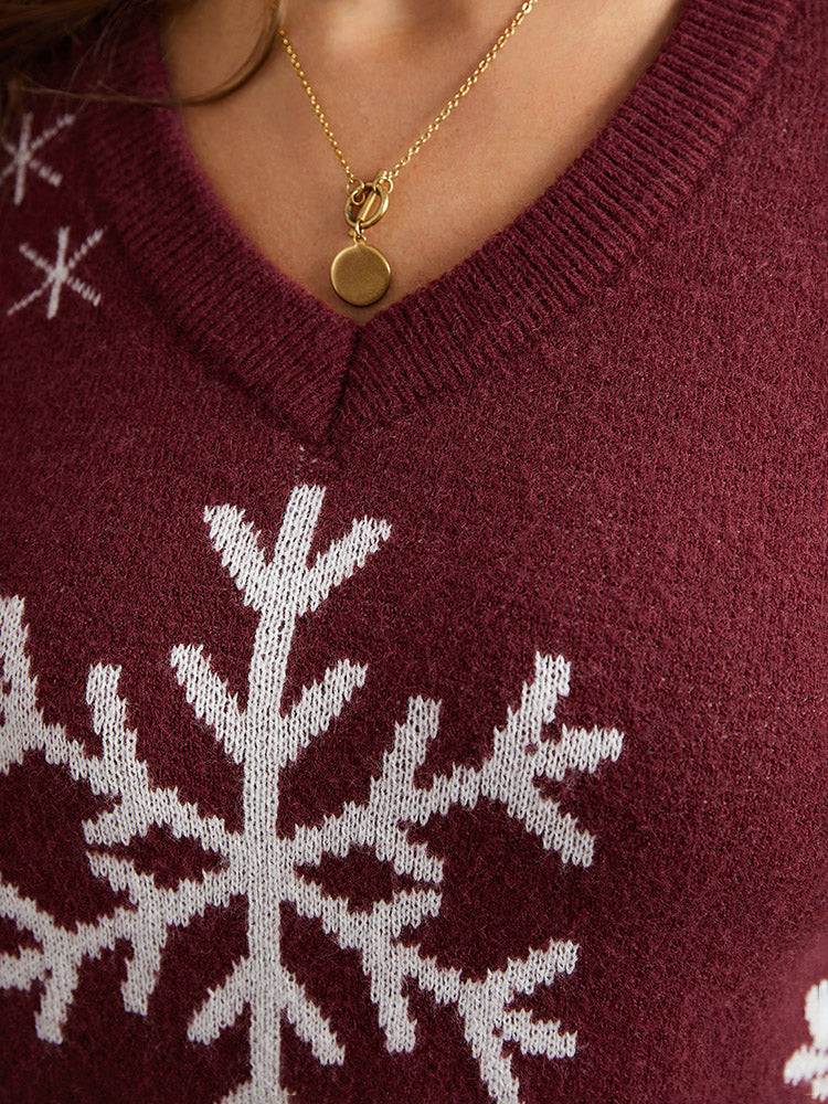 Anti-Pilling Snowflake Print Pullover