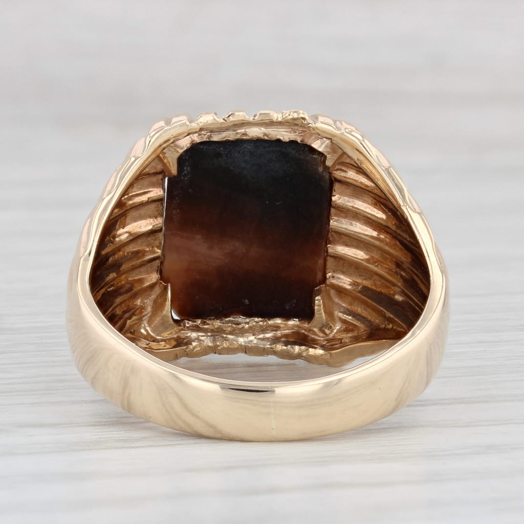 Mother of Pearl Cameo Ring 10k Yellow Gold Size 9.75